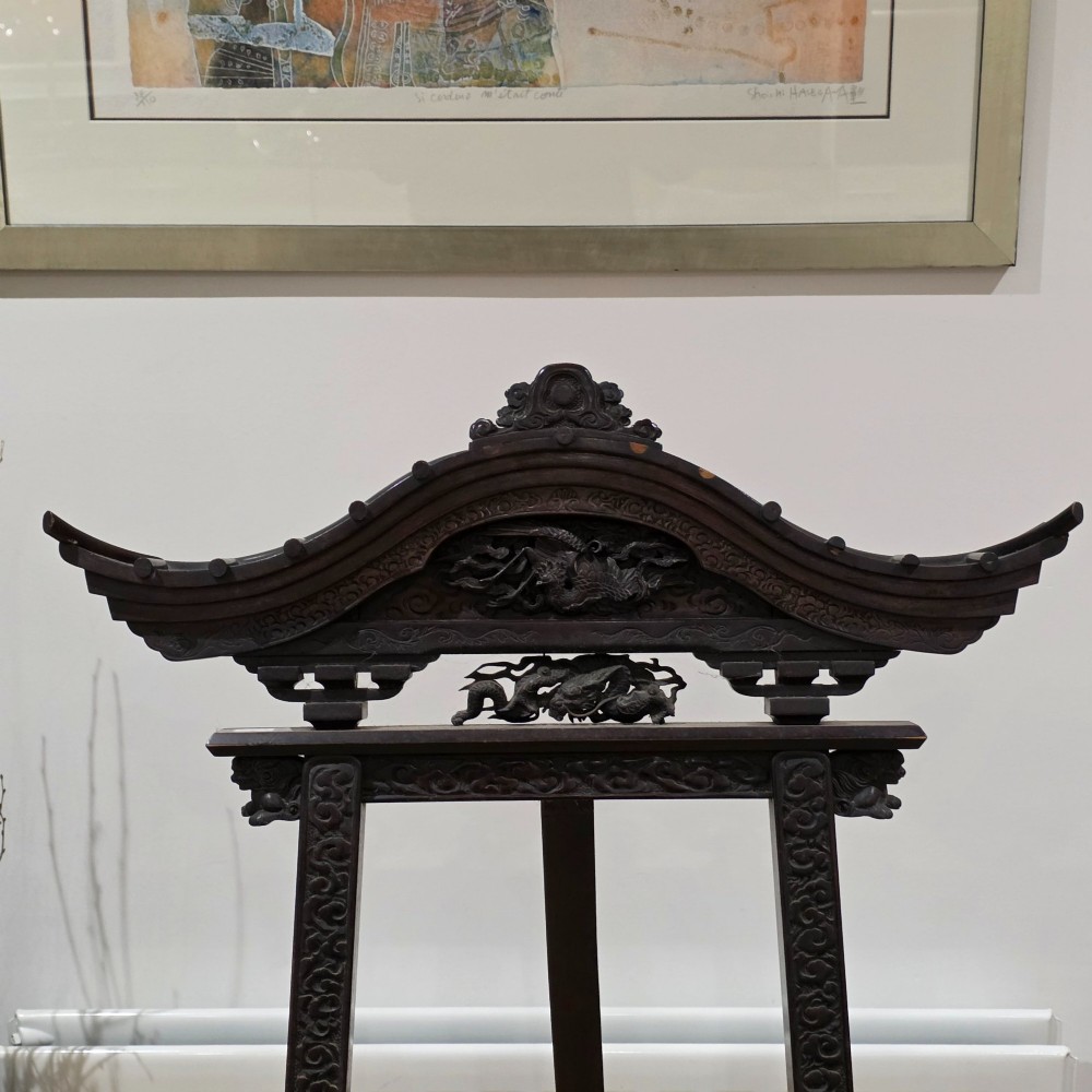 Exceptional Antique Chinese Carved Wooden Easel Frame – Dragon & Phoenix Decor 145cm View XV