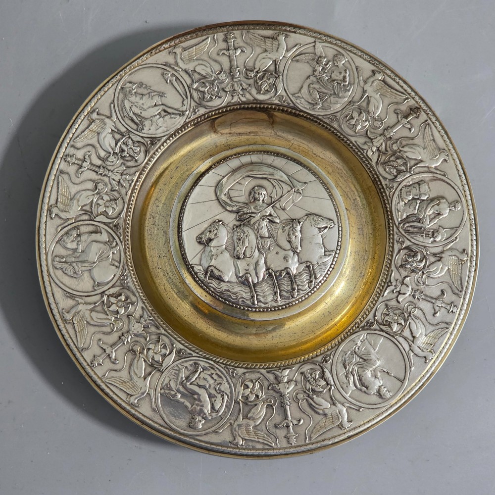 Elkington, Victorian, Neo Classical Silver Plate on Brass Circular Inkstand. Elkington & Co.c1875