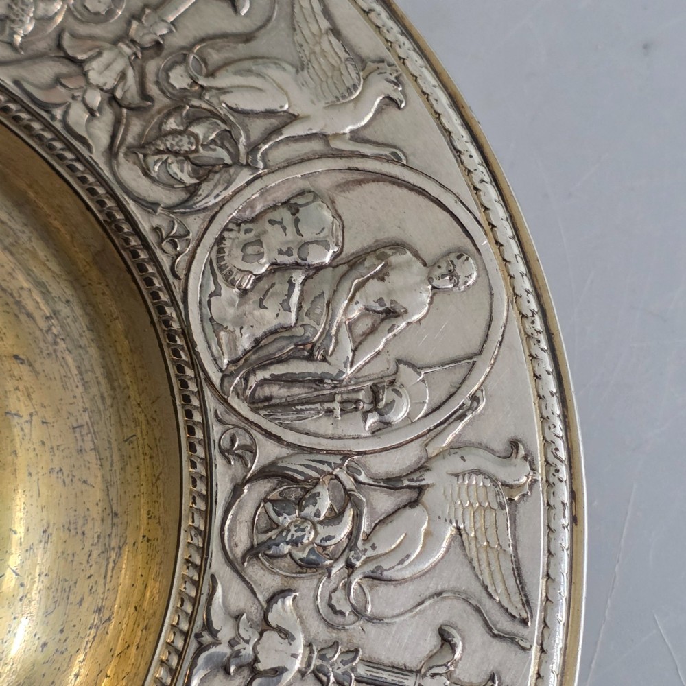 Elkington, Victorian, Neo Classical Silver Plate on Brass Circular Inkstand. Elkington & Co.c1875 View III
