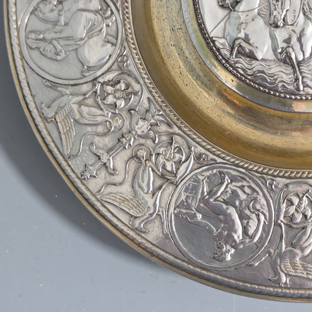 Elkington, Victorian, Neo Classical Silver Plate on Brass Circular Inkstand. Elkington & Co.c1875 View V