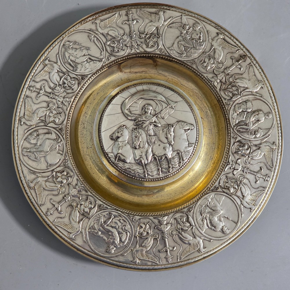 Elkington, Victorian, Neo Classical Silver Plate on Brass Circular Inkstand. Elkington & Co.c1875 View VI