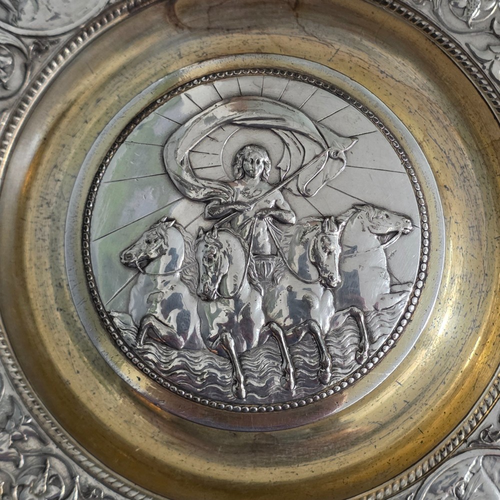 Elkington, Victorian, Neo Classical Silver Plate on Brass Circular Inkstand. Elkington & Co.c1875 View VII