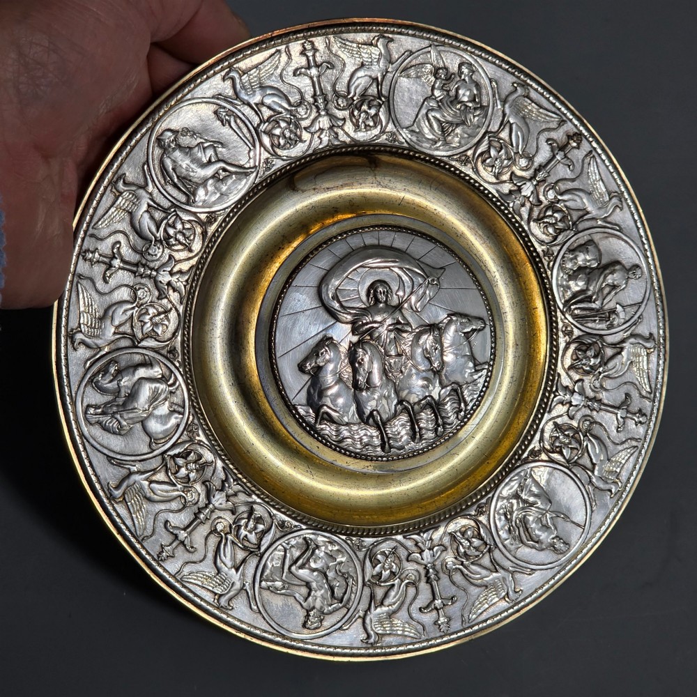 Elkington, Victorian, Neo Classical Silver Plate on Brass Circular Inkstand. Elkington & Co.c1875 View XI