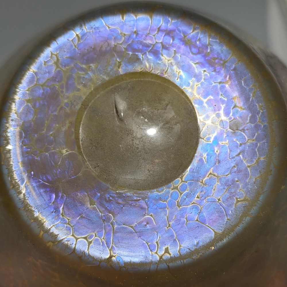 Fabulous pair of “Candia Papillon” Pattern Iridescent Glass Loetz vases c1900 View VI