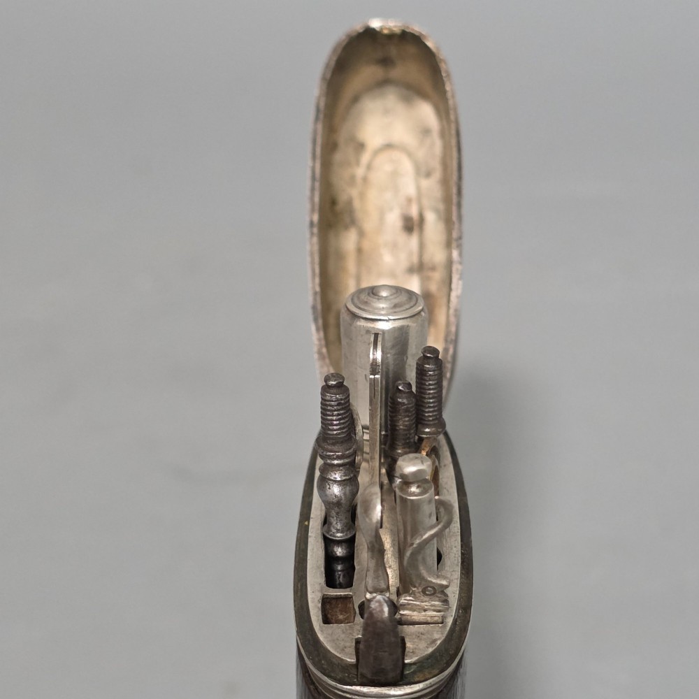 c.1780-1810 Antique Gentleman’s Vest Pocket Necessaire Travel Companion Set – Silver & Leather – Rare (Almost)Complete Example View XIII