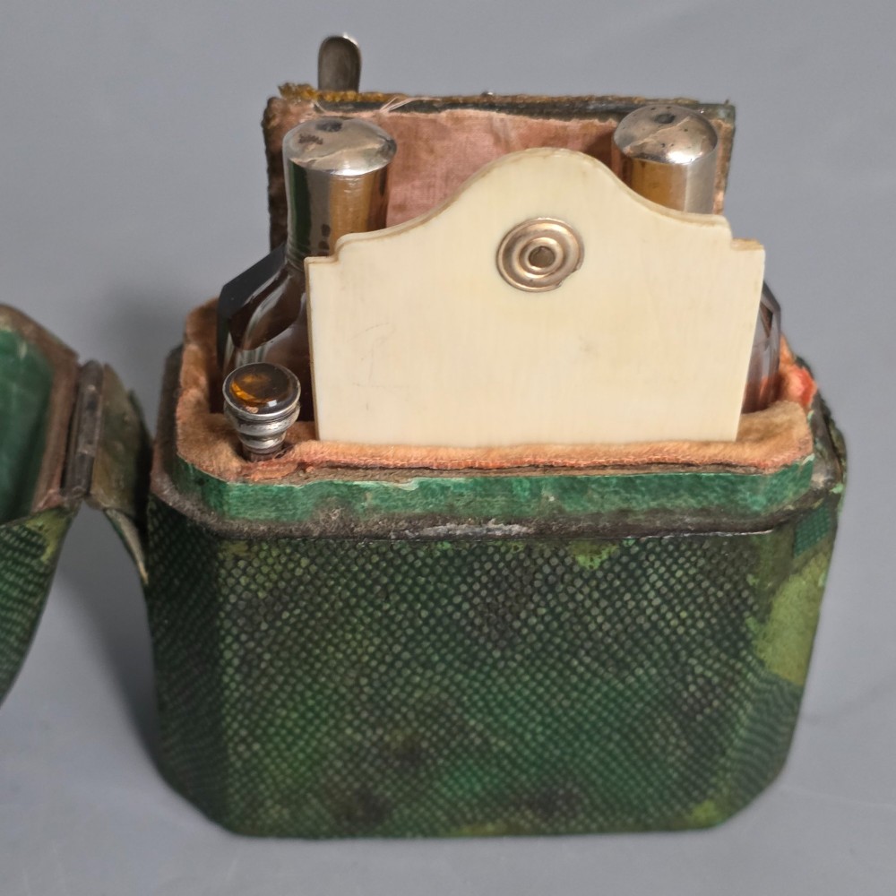 Antique 1700s French Shagreen Etui, Nécessaire, Scent Bottles, Scissors, Stylus View V