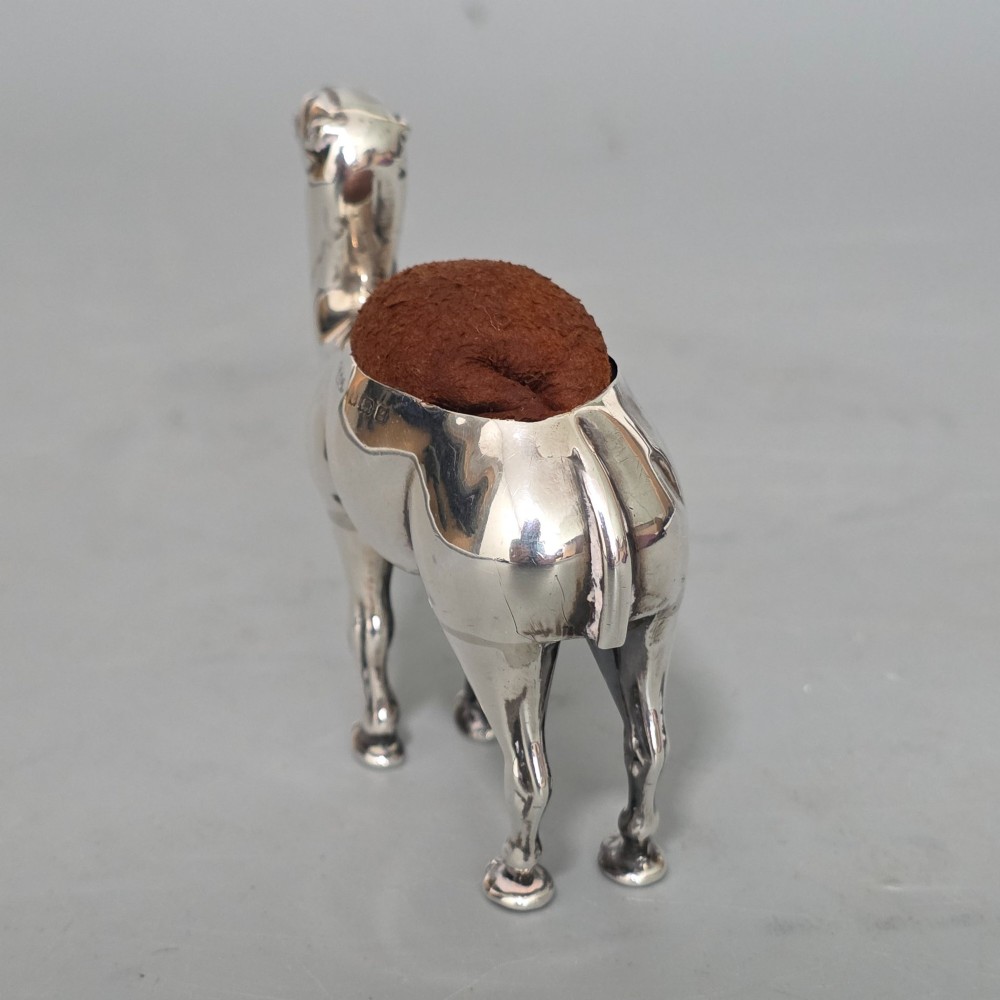 Antique Edwardian Silver Novelty Pin Cushion - Camel Birmingham 1906 View II