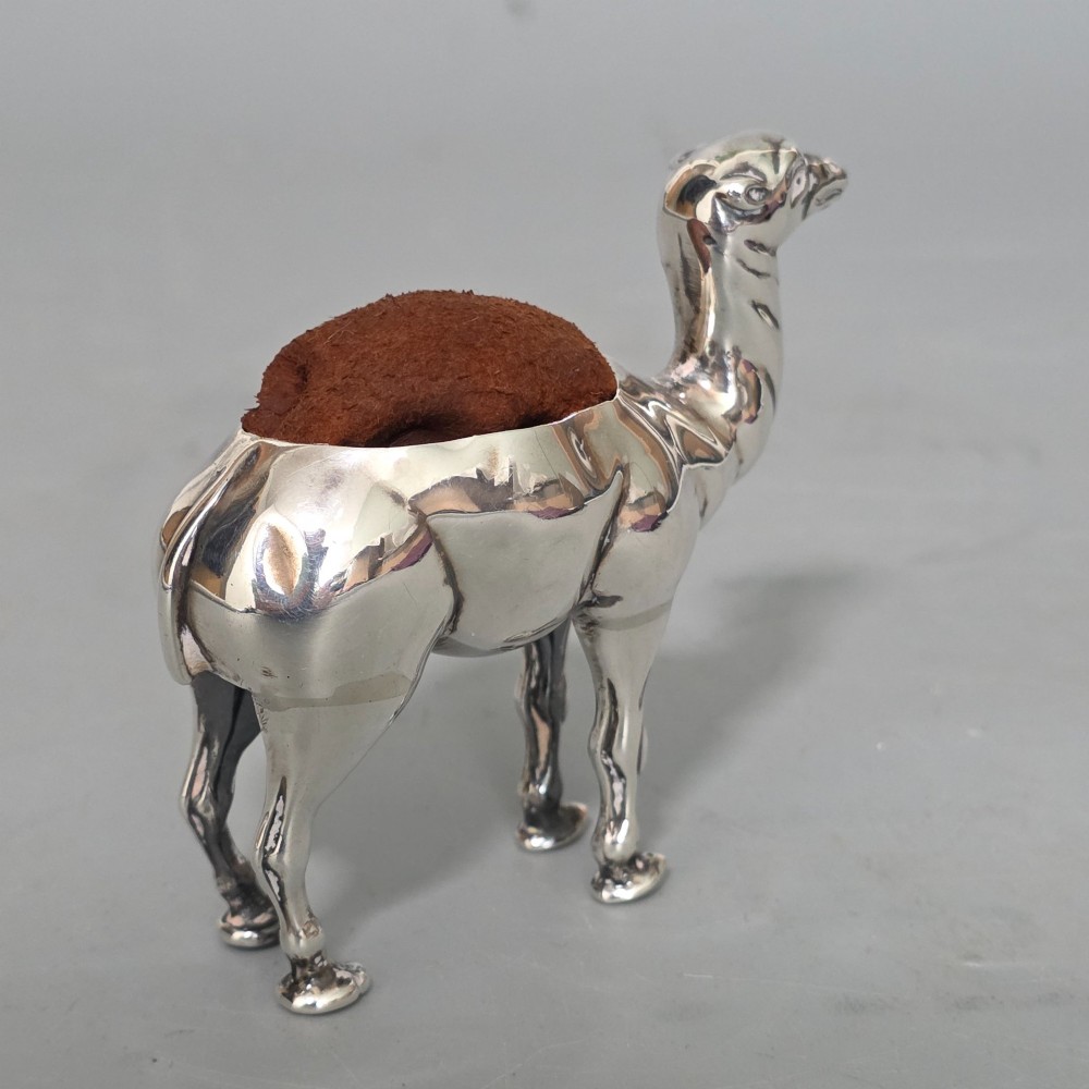 Antique Edwardian Silver Novelty Pin Cushion - Camel Birmingham 1906 View III