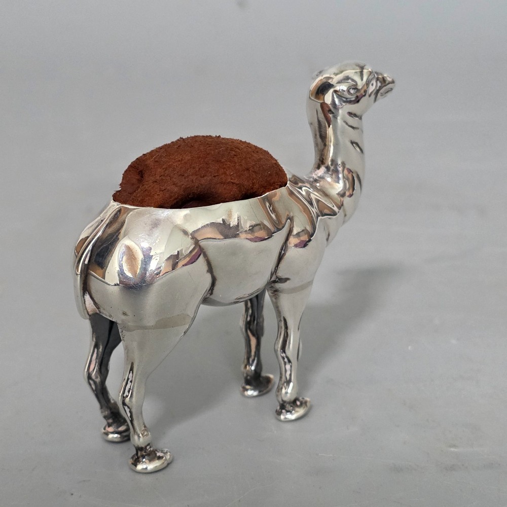 Antique Edwardian Silver Novelty Pin Cushion - Camel Birmingham 1906 View IV
