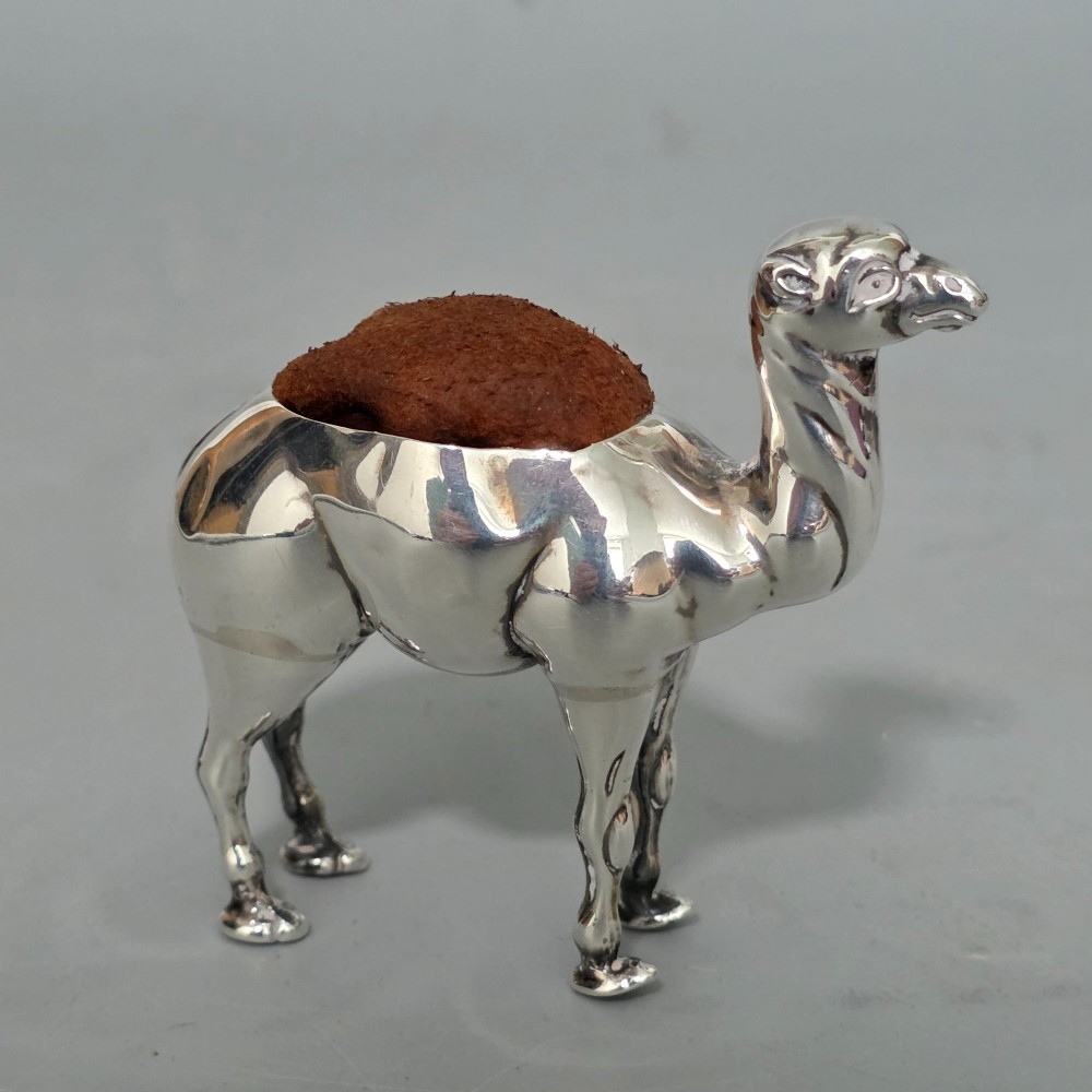 Antique Edwardian Silver Novelty Pin Cushion - Camel Birmingham 1906 View V