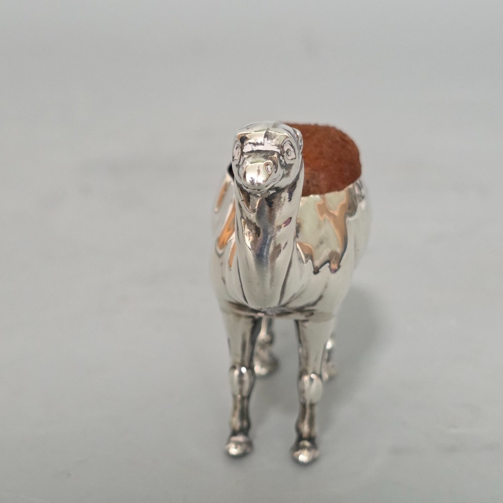 Antique Edwardian Silver Novelty Pin Cushion - Camel Birmingham 1906 View VI