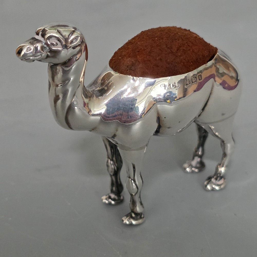 Antique Edwardian Silver Novelty Pin Cushion - Camel Birmingham 1906 View XI