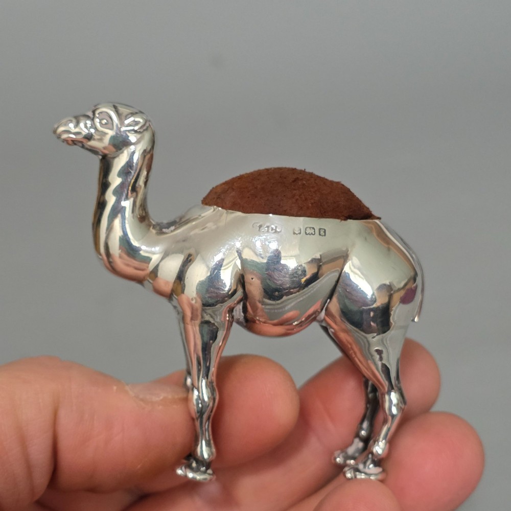 Antique Edwardian Silver Novelty Pin Cushion - Camel Birmingham 1906 View XII