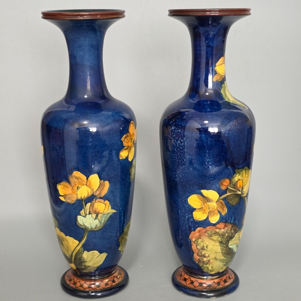 A pair of Doulton Lambeth faience vases, late 19th Century, decorated by Alberta L. Green View IV