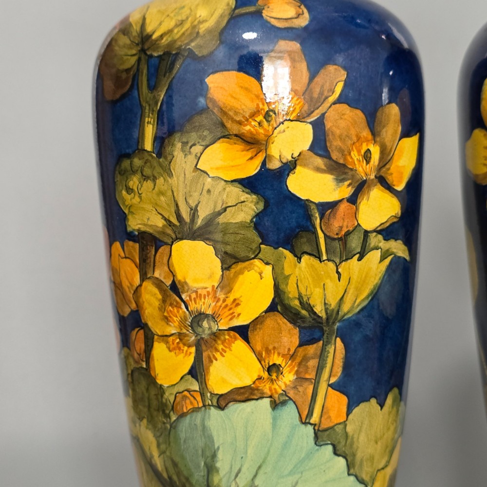 A pair of Doulton Lambeth faience vases, late 19th Century, decorated by Alberta L. Green View VI