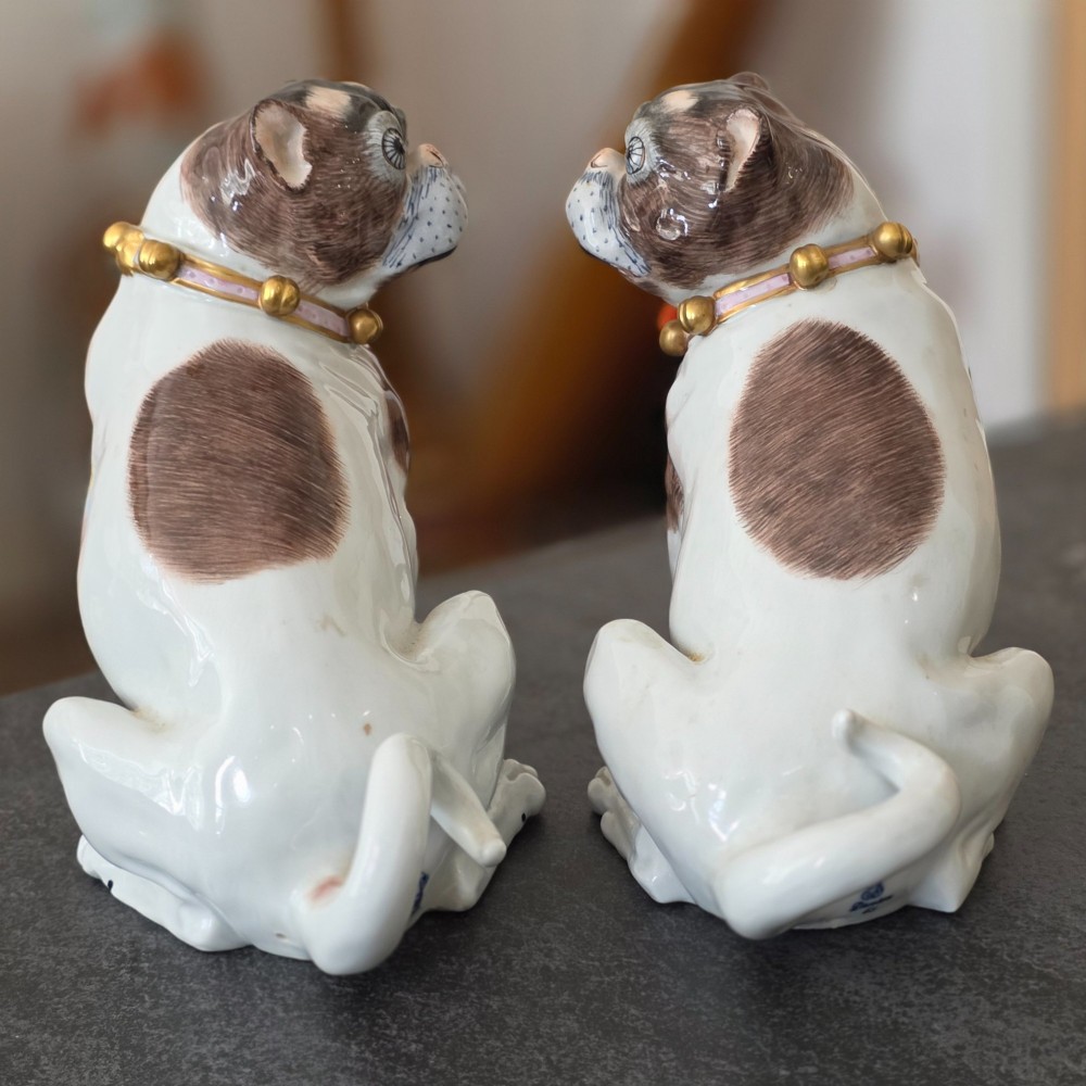 Charming Rare Pair of Dresden Saxon Porcelain Pug Dog Figurines – Male & Female | Early 20th Century View III
