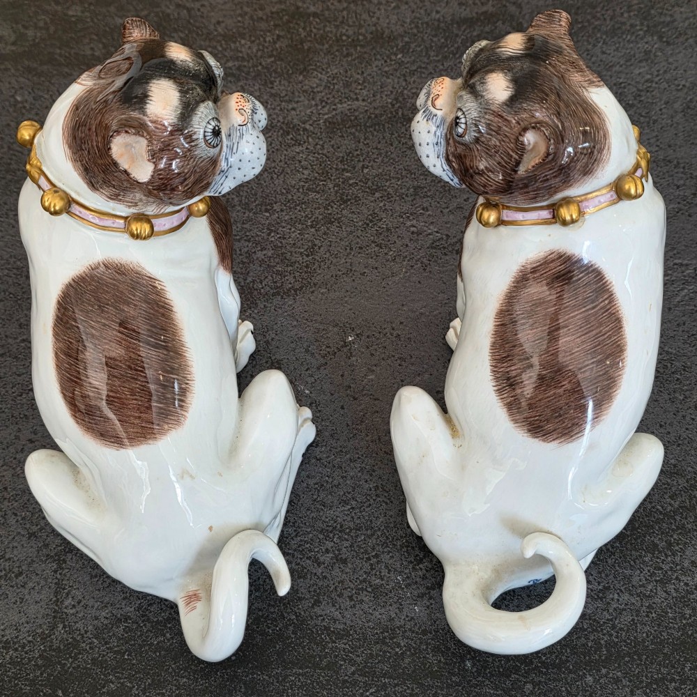 Charming Rare Pair of Dresden Saxon Porcelain Pug Dog Figurines – Male & Female | Early 20th Century View VI