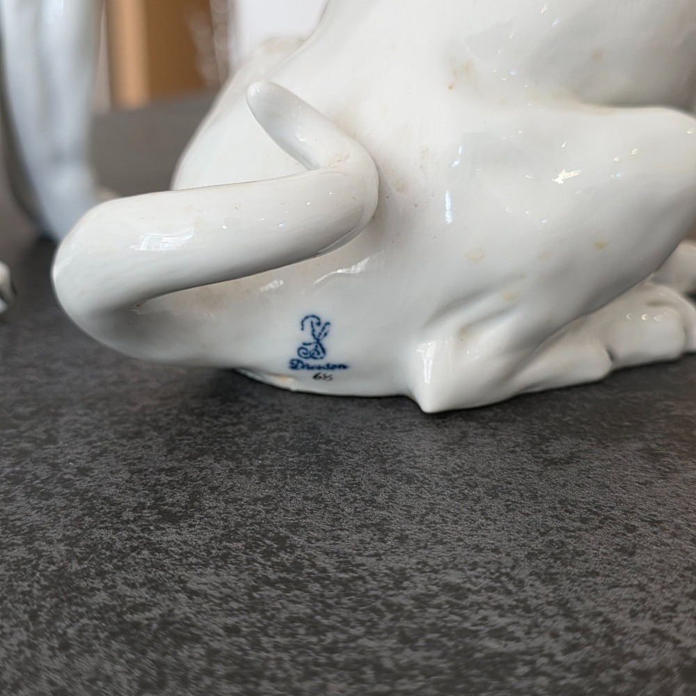 Charming Rare Pair of Dresden Saxon Porcelain Pug Dog Figurines – Male & Female | Early 20th Century View IX