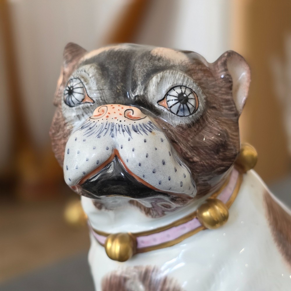 Charming Rare Pair of Dresden Saxon Porcelain Pug Dog Figurines – Male & Female | Early 20th Century View X