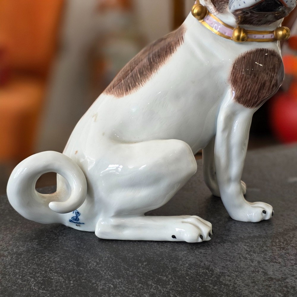 Charming Rare Pair of Dresden Saxon Porcelain Pug Dog Figurines – Male & Female | Early 20th Century View XII
