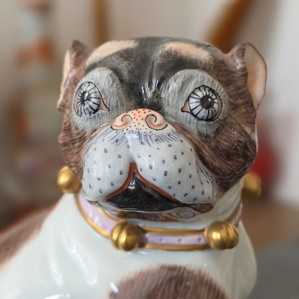 Charming Rare Pair of Dresden Saxon Porcelain Pug Dog Figurines – Male & Female | Early 20th Century View XV