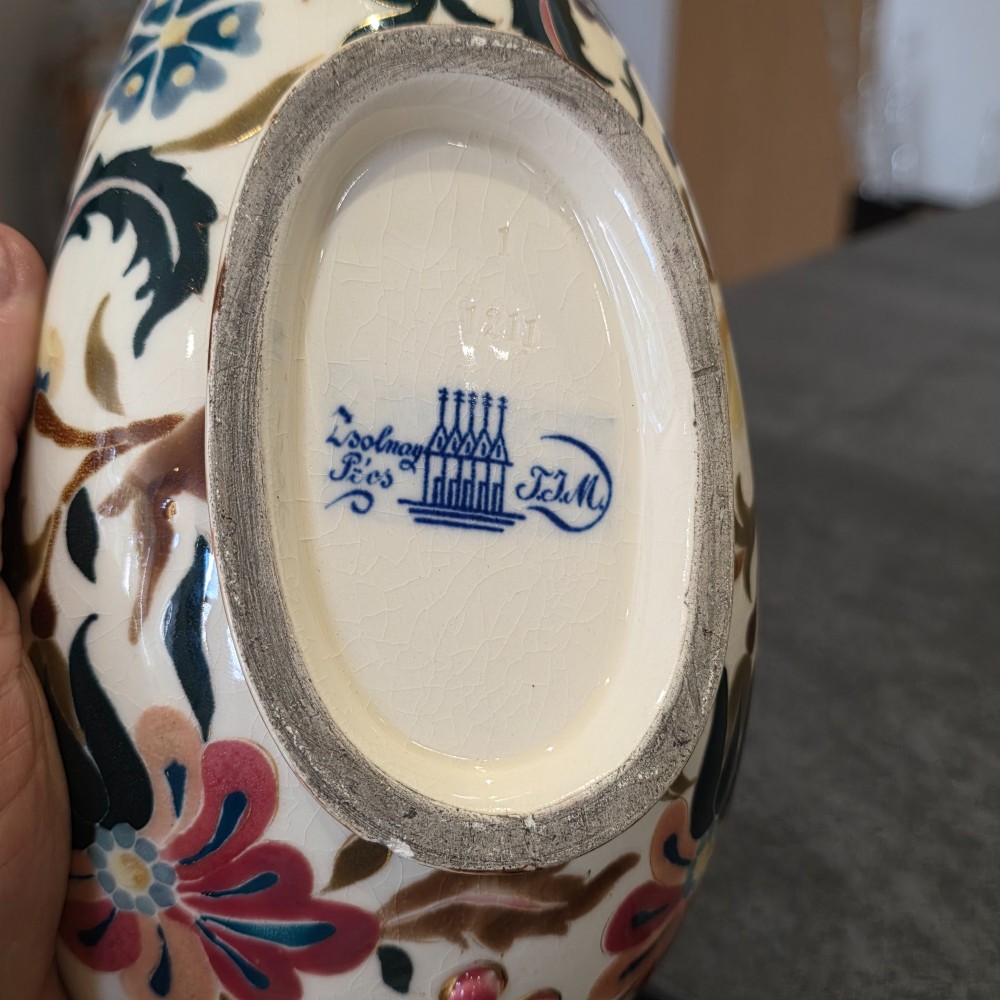 Antique Zsolnay Pecs Boat Shaped Reticulated Dish View X