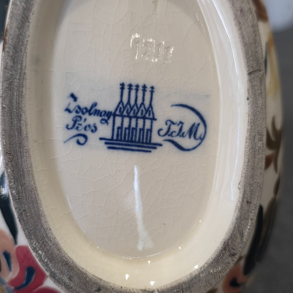 Antique Zsolnay Pecs Boat Shaped Reticulated Dish View XI