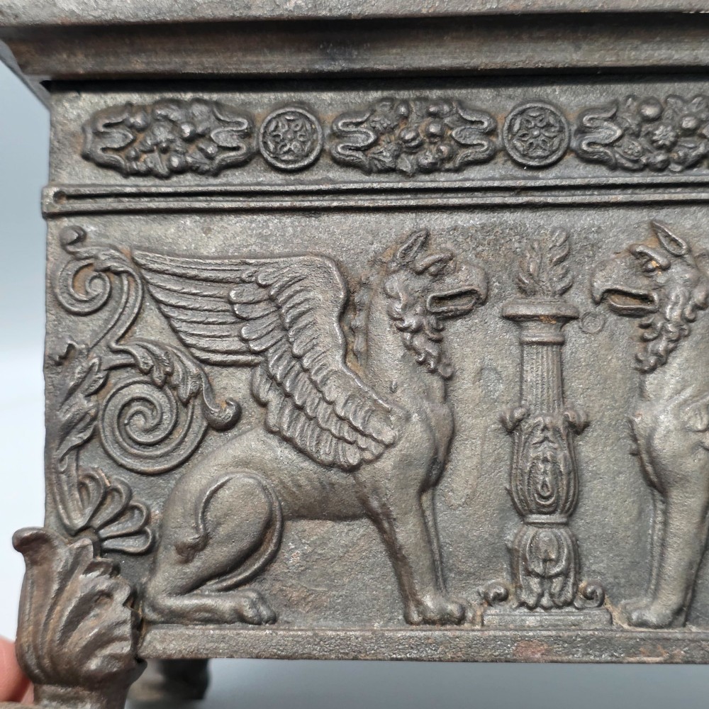 19thc Bronzed Russian Iron Casket, with Mounted Hound View XII