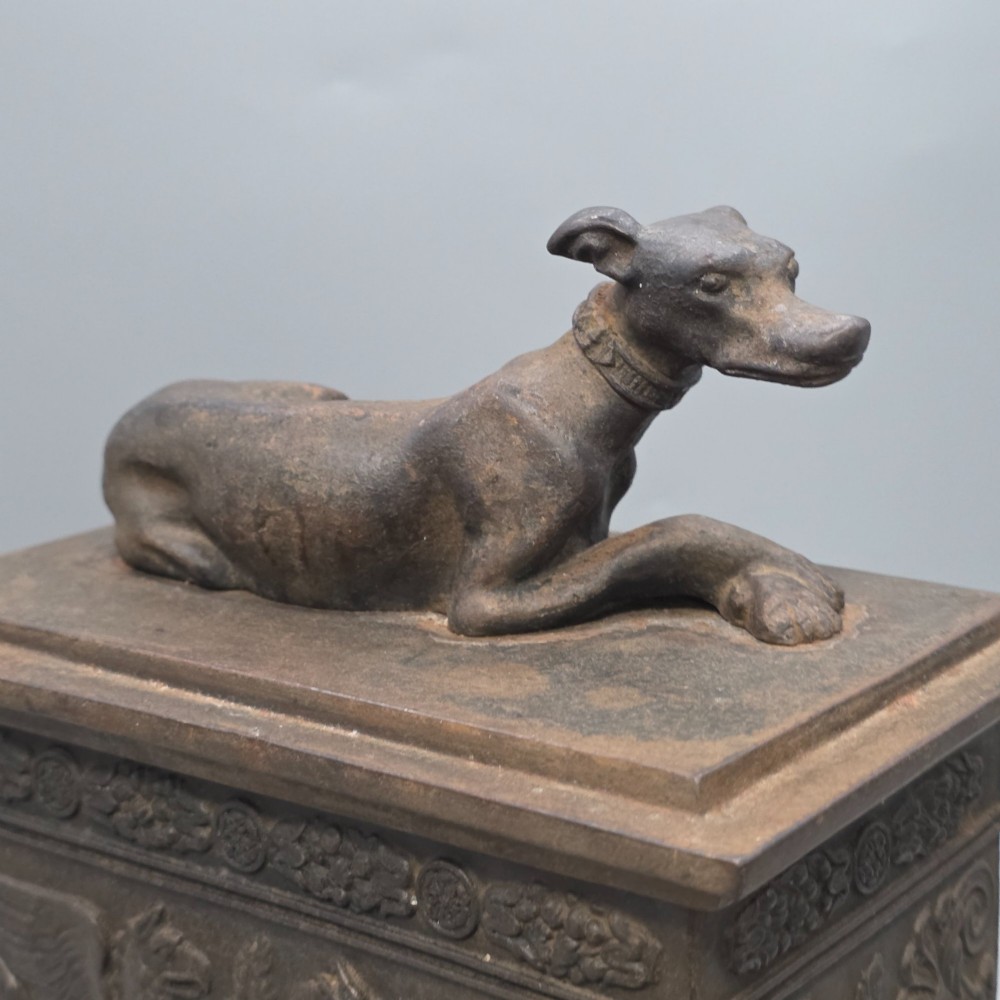 19thc Bronzed Russian Iron Casket, with Mounted Hound View XV