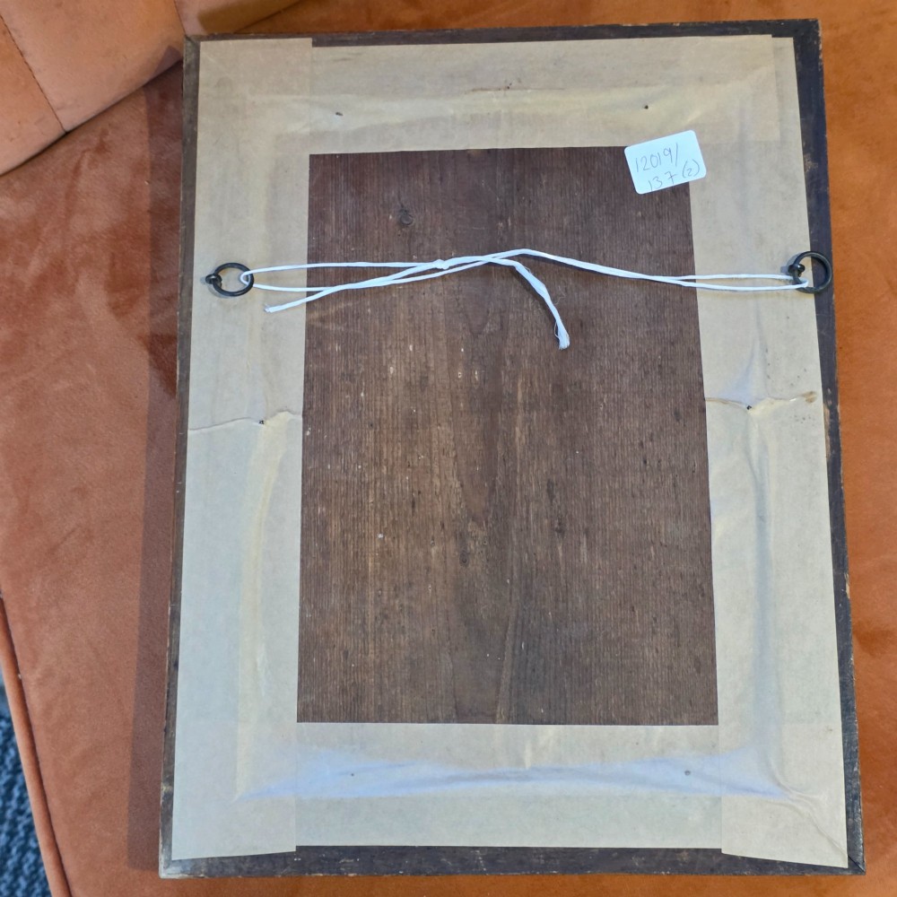 A framed full-length silhouette portrait of a gentleman in 19th-century costume presented in a birds eye maple frame. View VI