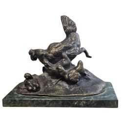 FINE VINTAGE BRONZE CHICKEN CHICKS SCULPTURE CIRCA 1920
