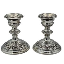 DELIGHTFUL VINTAGE PAIR OF HALLMARKED SILVER CANDLESTICKS BIRM 1966