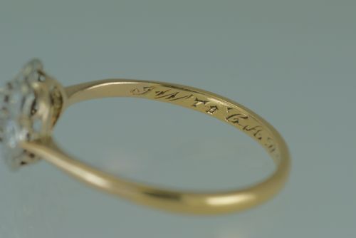 18CT GOLD CLUSTER RING OLD CUT DIAMOND ART DECO TARGET DAISY RING CIRCA 1920 - ADDITIONAL PHOTO 5