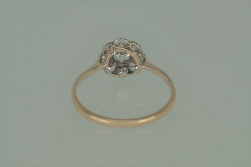 18CT GOLD CLUSTER RING OLD CUT DIAMOND ART DECO TARGET DAISY RING CIRCA 1920 - ADDITIONAL PHOTO 10