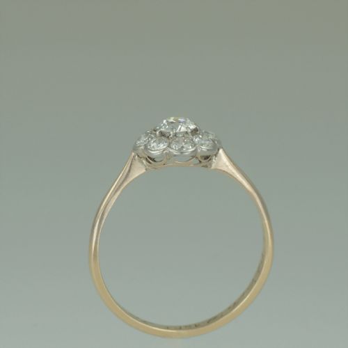 18CT GOLD CLUSTER RING OLD CUT DIAMOND ART DECO TARGET DAISY RING CIRCA 1920 - ADDITIONAL PHOTO 11