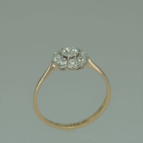 18CT GOLD CLUSTER RING OLD CUT DIAMOND ART DECO TARGET DAISY RING CIRCA 1920 - ADDITIONAL PHOTO 14