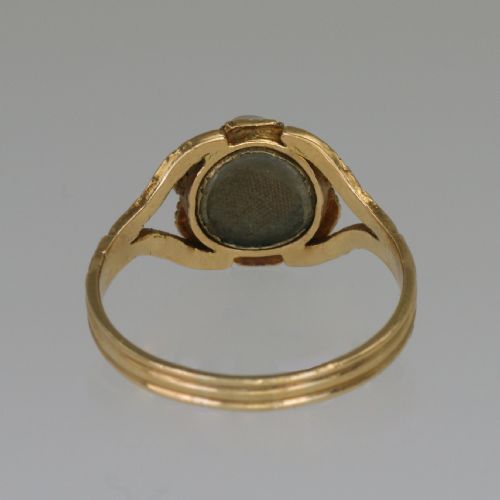 GEORGIAN 15CT GOLD EMERALD PEARL ANTIQUE CLUSTER RING CIRCA 1820 REGENCY MEMORIAL - ADDITIONAL PHOTO 8