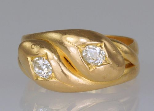 edwardian 18ct gold 05ct old mine cut diamond snake serpent antique ring hallmarked london 1909 - CATEGORY: ANTIQUE JEWELLERY - DATED EDWARDIAN