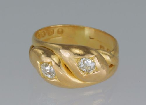 EDWARDIAN 18CT GOLD 05CT OLD MINE CUT DIAMOND SNAKE SERPENT ANTIQUE RING HALLMARKED LONDON 1909 - ADDITIONAL PHOTO 8
