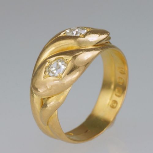 EDWARDIAN 18CT GOLD 05CT OLD MINE CUT DIAMOND SNAKE SERPENT ANTIQUE RING HALLMARKED LONDON 1909 - ADDITIONAL PHOTO 10