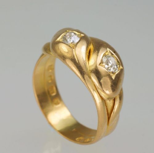 EDWARDIAN 18CT GOLD 05CT OLD MINE CUT DIAMOND SNAKE SERPENT ANTIQUE RING HALLMARKED LONDON 1909 - ADDITIONAL PHOTO 11