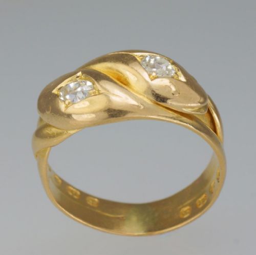 EDWARDIAN 18CT GOLD 05CT OLD MINE CUT DIAMOND SNAKE SERPENT ANTIQUE RING HALLMARKED LONDON 1909 - ADDITIONAL PHOTO 12