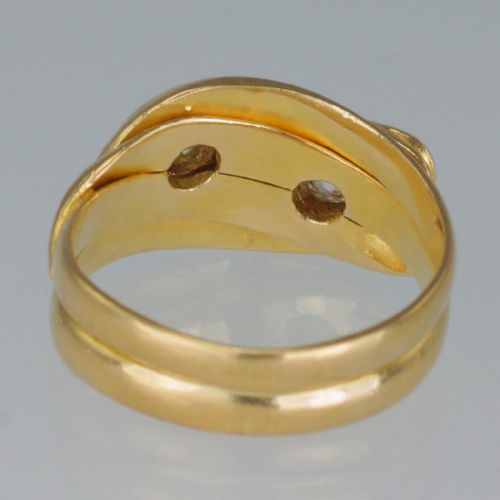 EDWARDIAN 18CT GOLD 05CT OLD MINE CUT DIAMOND SNAKE SERPENT ANTIQUE RING HALLMARKED LONDON 1909 - ADDITIONAL PHOTO 13