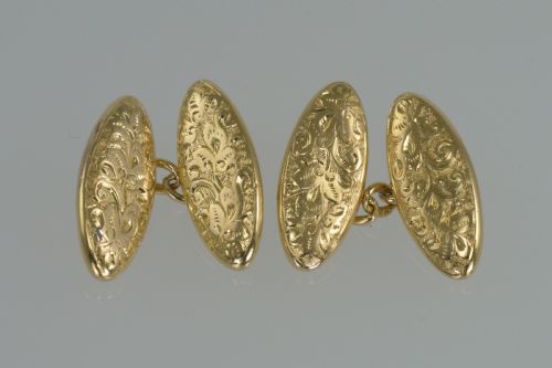 VICTORIAN 18CT GOLD HALLMARKED BIRMINGHAM 1900 ANTIQUE CUFF LINKS IN ORIGINAL BOX - ADDITIONAL PHOTO 1