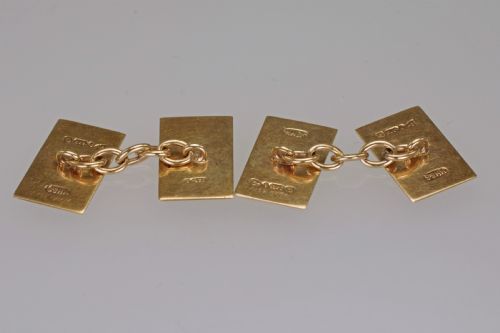 ART DECO CUFFLINKS 9CT GOLD HALLMARKED CHESTER 1939 SOLID ENGINE TURNED VINTAGE CUFF LINKS - ADDITIONAL PHOTO 2