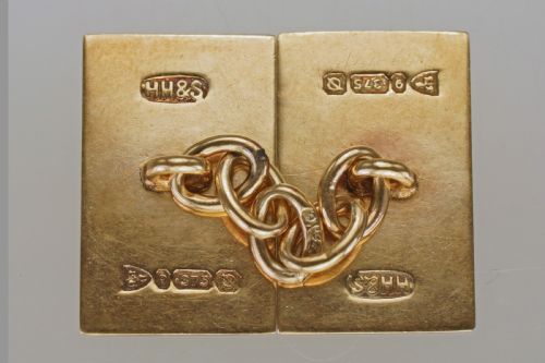 ART DECO CUFFLINKS 9CT GOLD HALLMARKED CHESTER 1939 SOLID ENGINE TURNED VINTAGE CUFF LINKS - ADDITIONAL PHOTO 3
