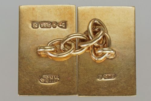 ART DECO CUFFLINKS 9CT GOLD HALLMARKED CHESTER 1939 SOLID ENGINE TURNED VINTAGE CUFF LINKS - ADDITIONAL PHOTO 6
