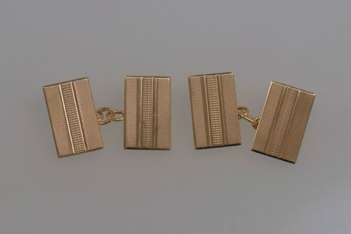 ART DECO CUFFLINKS 9CT GOLD HALLMARKED CHESTER 1939 SOLID ENGINE TURNED VINTAGE CUFF LINKS - ADDITIONAL PHOTO 7