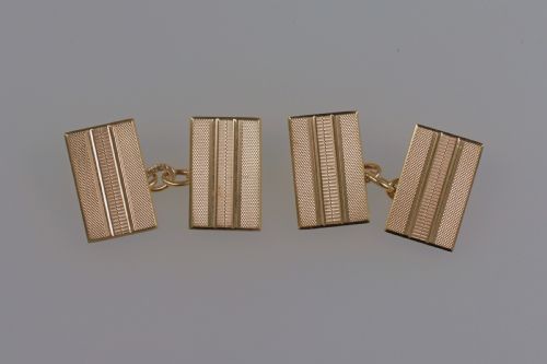 ART DECO CUFFLINKS 9CT GOLD HALLMARKED CHESTER 1939 SOLID ENGINE TURNED VINTAGE CUFF LINKS - ADDITIONAL PHOTO 8