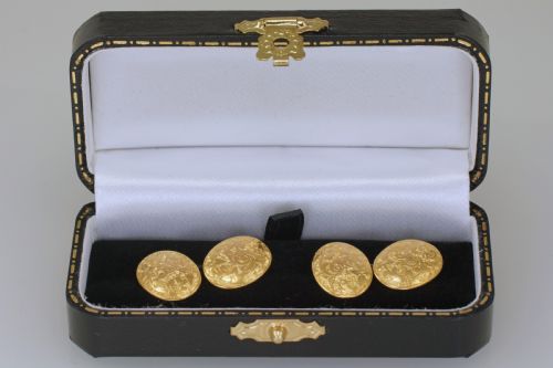 VICTORIAN 18CT GOLD CUFF LINKS HALLMARKED BIRMINGHAM 1871 ANTIQUE FOLIATE CUFFLINKS - ADDITIONAL PHOTO 1